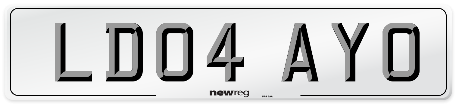 LD04 AYO Number Plate from New Reg